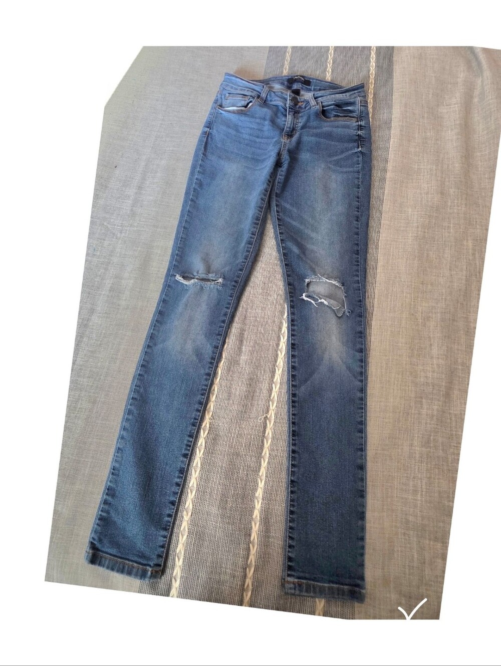 Dark Blue Distressed Skinny Jeans - Slim Fit
